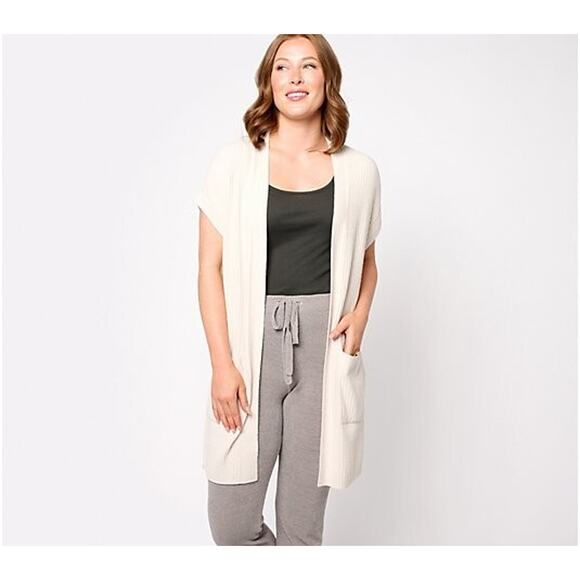 Barefoot Dreams Sweaters - Barefoot Dreams CozyChic Ultra Lite Ribbed Vest Almond,M A612225